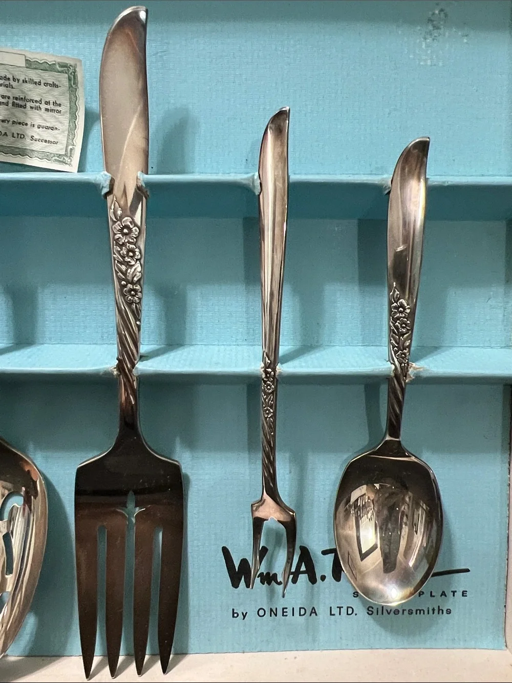 Wm Roger’s by Oneida Silver Hostess Set with “Wildwood” Pattern Handles